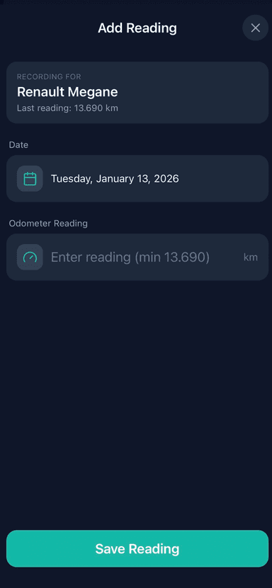 Mileage tracking app trips overview